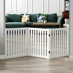 KRAFTEE Foldable Safety Gate - Wooden - Freestanding - Foldable Pet Fence for Doorways and Stairs - Ideal for Kids and Dogs 3-Panel Measures L-54 x H-22 inches. (3 Panel White)