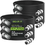 GearIT XLR to XLR Microphone Cable (15 Feet, 6-Pack) XLR Male to Female Mic Cable 3-Pin Balanced Shielded XLR Cable for Mic Mixer, Recording Studio, Podcast - Black, 15ft, 6 Pack