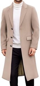 COOFANDY Long Slim Fit Trench Coat Men Single Breasted Pea Coat Notched Collar Warm Casual Overcoat With Pockets, XX-Large