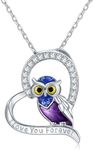 GW Owl/Dog Necklace for Women Girls 925 Sterling Silver Love Heart Pendant Necklaces Animals Owl/Dog Jewelry Gifts for Women Girls Her Mother Girlfriend Sister Friends Dog Lovers for Birthday Christmas, 0.85*0.81 inch, Sterling Silver, Zircon