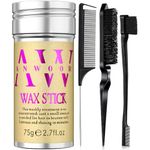 AnWoor Hair Wax Stick & Hair Combs of 4Pcs, Fly Away Hair Stick for Smoothing Frizz Edge Control, Smoothing Hair Brush with Teasing Brush, Rat Tail Comb and Edge Brush