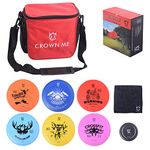 CROWN ME Disc Golf Set with 6 Discs and Mini Disc and Starter Disc Golf Red Bag