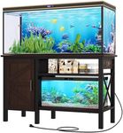 YITAHOME 55-75 Gallon aquarium stand with Power Outlets, Heavy Duty Metal Fish Tank Stand, Cabinet for Fish Tank Accessories Storage suitable for Fish Tank, Turtle Tank, 880LBS Capacity, Brown