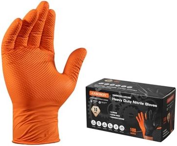 ANBOSON Orange 10 Mil Nitrile Gloves, Diamond Textured Grip, Extra Thick Heavy Duty Disposable, Latex-Free, Tear & Chemical Resistant, Multipurpose Gloves for Kitchen, Cleaning, Medium