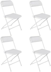 T-LoVendo Pack de 4 Sillas Plegables de plástico para Comedor, Patio, Cocina, Camping. Ahorra Espacio. Estructura metálica. Soportan hasta 120kg. Blancas