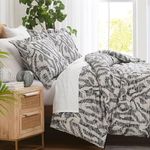 Southshore Fine Living, Inc. Full/Queen Sized Comforter Bedding Set, Down Alternative Floral Comforter with Matching Shams, Modern Abstract Prints Bed Spread, Fits Full & Queen Beds, Slate Khari