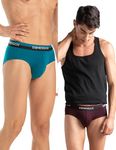 DAMENSCH Men's Regular Fit Premium Cotton Blend Briefs Stretchy Fabric Anti-Bacterial Earthmint Finish Super Soft Solid Brief Underwear Pack of 2-Loyal Maroon, Vibrant Teal-XL