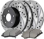 AutoShack Front and Rear Drilled and Slotted Brake Kit Rotors Black and Ceramic Pads Set of 4 Replacement for 2007-2015 2016 2017 Jeep Wrangler 2018 Wrangler JK 3.6L 3.8L V6 4WD RWD SCD1273PR63042