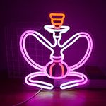 Hookah Neon Sign Shisha Shaped LED Lamp for Lounge Pink White Light Sign Smoke Room Bar Restaurant Party Man Cave Wall Art Decor