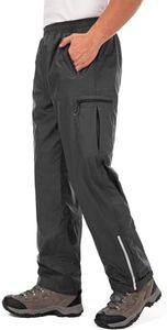 Outvista Men's Rain Pants, Waterproof Splash Hiking Pants Windproof Durable Lightweight for Outdoor Fishing Black