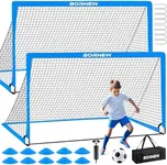 Kids Soccer Goal for Backyard Set - 2 Set of 6X4 / 4X3 ft Toddler Soccer Nets Training Equipment, Soccer Ball, Pop Up Portable Soccer Set for Kids and Youth Games and Training Goals Ages 3-16 Gift