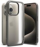 Ringke Fusion Bold Compatible with iPhone 15 Pro Case, Firm Grip [Frame Style] Yellowing Resistant Anti-Fingerprint Translucent Back Shockproof Bumper Cover - Matte Gray