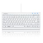 Perixx PERIBOARD-407 Compact USB Keyboard, 11 Multimedia Keys, Chiclet Keys, Glossy Piano White, UK QWERTY