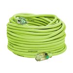 Flexzilla Pro Extension Cord, 12/3 AWG SJTW, 100 ft., Lighted Plug, Indoor/Outdoor, ZillaGreen - FZ512835