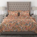 MYTRIDENT Glaced Cotton Microfiber Bedsheet for Double Bed, Printed Queen Size Bedsheet Set with 2 Pillow Covers - Ornate