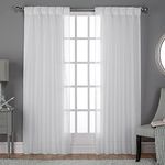 Exclusive Home Curtains Belgian Sheer Pinch Pleat Top Panel Pair, Winter White, 30x84, 2 Piece