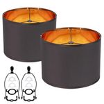 Duoerwo Black Large Farmhouse Drum 12 Inches Lamp Shades Set Of 2 Vintage Barrel Barrel Decorative,For Table Lamps,For Floor Lamps，For Wall Lamp Lamp Shade Harp Holder Included