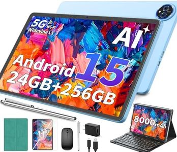 2026 11 Inch Tablet, Android 15 Tablet with Keyboard, 24GB+256GB+2TB Expand, Gemini AI Tablets PC with 8-Core, 8000mAh, 5G WiFi, Widevine L1, GPS, 2 in 1 Large Tablet with Case, Mouse, Stylus (Green)