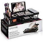 Glamsmacked Make-Up Blogger and Beauty Tutorial Station with Tablet and Phone Holder 2 Tier Acrylic Cosmetic Organiser for Positioning Selfie Recording and Storing Brushes Palettes Lipstick