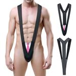 Borat Mankini Mens Underwear V-String Men's Thong Underwear Sexy Mankini with Suspender One-Piece Breathable Swimsuit for Mens Fancy Dress Costume Gift Valentine Birthday Pool Party (Tie)