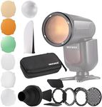 NEEWER CRM2 Magnetic Accessories Kit for Round Head Flash Z1-C Z1-N Z1-S Z2-C Z2-N Z2-S Compatible with Godox V1 Speedlites, Included 14pcs Flash Light Control Modifier Diffuser Adapter