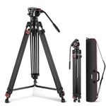 NEEWER 74" Video Tripod with Fluid Head, QR Plate Compatible with DJI RS Gimbals Manfrotto, Aluminum Heavy Duty Camera Tripod Professional for DSLR Cameras Camcorders, Max Load 17.6lb/8kg, TP74