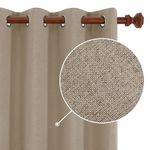 Deconovo Total Blackout Curtains Linen Thermal Insulated Grommet Top Curtain Draperies for Patio Closet,Khaki,52x90 Inch,2 Panels