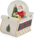 Spode Christmas Tree Santa Sleigh Winter Wonderland Snow Globe, Plays Soothing Music - Durable Dolomite, Personalized Collectible Great for Christmas, Weddings, Home Décor