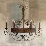 Rust Bronze Candelabra Chandelier Lighting 30" Wide Rustic Farmhouse Industrial 6-Light Fixture for Dining Room House Foyer Entryway Kitchen Bedroom Living Room High Ceilings - Franklin Iron Works