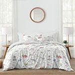 Sweet Jojo Designs Farm Animals Boy Girl Full/Queen Size Kid Childrens Bedding Comforter Set - 3 Pieces - Watercolor Farmhouse Lattice Horse Cow Sheep Pig