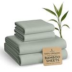 BAMPURE 100% Organic Bamboo Sheets King Set - 4PC Breathable Cooling Deep Pocket King Size Bed Sheets - Ensemble Draps Lit King Bambou - Luxury Bedding Set Fitted Sheet & Pillowcases (Seaglass)