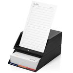 Notsu Centre Rise to Do List Card Planner Box Stand Set | 50 Foldable to-Do Vertical Notecards 3x5, Productivity Index Card Organizer Tab Dividers, Desk Card Holder Stand (Black)