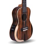 Kadence Ukulele 24" Concert Size, Specially Crafted Exotic Wood Design, fluorocarbon strings Electric Acoustic Ukulele with EQ and Bag (Black Wood)