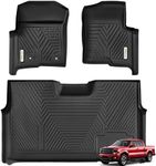 YITAMOTOR Floor Mats Compatible with 2010-2014 Ford F-150 F150 SuperCrew/Crew Cab with 1st Row Bucket Seat, Custom Fit 2 Row Set (Front & 2nd Seat), Black TPE All-Weather Guard