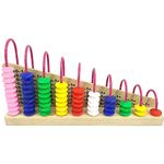 FunBlast Wooden Double - Sided Calculation Shelf Abacus With Counting Addition Subtraction Maths Toy, Early Educational Learning Toy - Multicolor, Kid