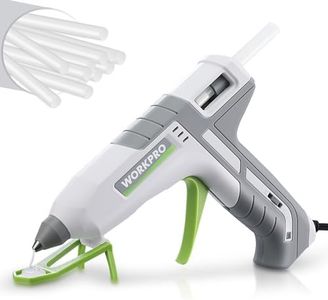 WORKPRO Hot Glue Gun Full Size - 60/100W Dual Temp Glue Gun and Sticks Set with 10 PCS Glue Sticks (7/16") - 90S Fast Preheating Hot Glue Gun Kit for Construction, Crafting, DIY and Repairs - White