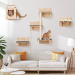 Pine Cat Wall Shelves, Furniture Set, Shelves and Perches for Wall with Plush Resting Pads - Enhanced Safety Design with Non-Slip Boards and Double-Reinforced Load-Bearing Wooden Panels