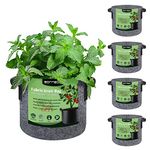 RONTEDA 5-Pack 10 Gallon Grow Bags - 10 Gal Fabric Pots Cloth Pots Heavy Duty Nonwoven Plant Bag with Handles for Vegetable Tomato Potato Fruit Flower Garden Planting (Gray)