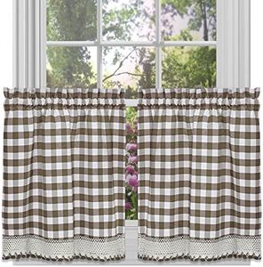 Sweet Home Collection Kitchen Window Curtain Treatment Panel, 24", Taupe