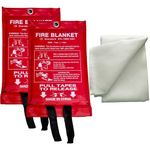 Fire Blankets for Fire Safety - 1M x 1M Emergency Safety Fire Blanket - Retardant Kitemarked Fiberglass Fire Suppression Blanket - Kitchen, Home, Office, Caravan Fire Resistant Blanket ASPIRE UK (2pc)