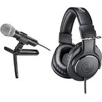 Audio-Technica ATR2100x-USB Cardioid Dynamic Microphone + ATH-M20X Professional Studio Monitor Headphones