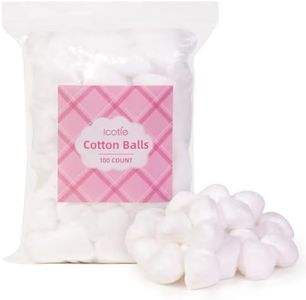 Icotle 100% Pure Cotton Balls, Large Size, Soft and Absorbent for Make-Up, Nail Polish Removal, Pet Care, Applying Lotion or Powder and First-Aid for Everyday Household Use, 100 Count