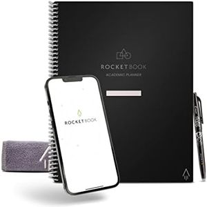 ROCKETBOOK Reusable Smart A4 Academic Planner - Digital Notebook for Students and Teachers - Daily, Weekly, Monthly School University Diary, 13 Page Types, Reduce Paper Waste - Black