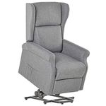 HOMCOM Electric Lift Chair Stand Assist Recliner Armchair Sofa Comfortable Padded Linen Fabric Functional w/Remote Control Versatile Use - Grey