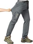 Mens Hiking Stretch Pants Convertible Quick Dry Lightweight Zip Off Outdoor Travel Safari Pants, Dark Grey, 34