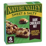 NATURE VALLEY Dark Chocolate Nut Sweet and Salty Granola Bars, No Artificial Colours, No Artificial Flavours, Made with Whole Grains, Snack Bars, Pack of 6 Granola Bars, Loaded with Chocolate Chunks