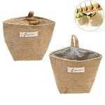 2 PCS Larger Foldable Wall-Hanging Storage Bags Hanging Storage Bags Cotton Linen Storage Basket