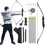 Runzkzy Recurve Bow and Arrow Set, Archery Recurve Bows for Adults, Takedown Recurve Bows with Archery Quiver and archery Targets, Hunting Bow for Beginner Outdoor Shooting Practice (Black)