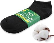 HOT FEET Men Thin Cotton No Show Summer Socks - 5 Pack Low Cut Moisture Wicking Lightweight Socks, Light Ankle Footie, Black, 7-10