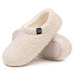 RockDove Women's Teddy Fleece Closed Back Indoor Slipper, Size 7-8 US Women, Off-white